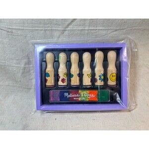 Melissa & Doug Happy Handles Wooden Stamp Set Used CHECK PICS